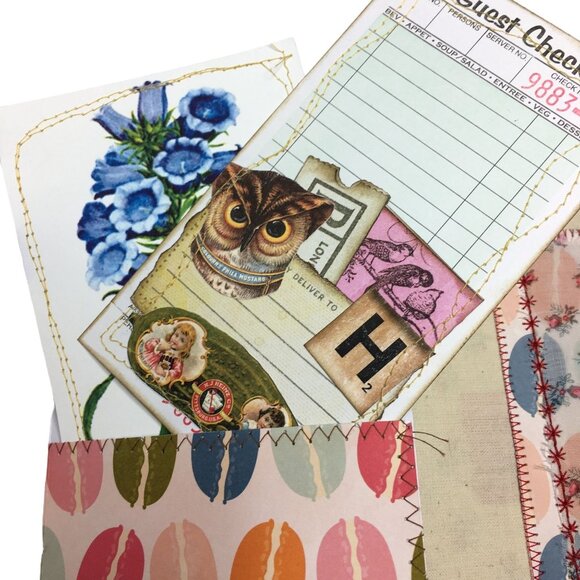 Writing Junk Journal Vintage Style Fabric Cover Diary Includes Ephemera No 7 u - Picture 10 of 10